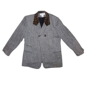Christian Dior Vintage Woman’s Blazer Leopard Collar Detail 100% Silk